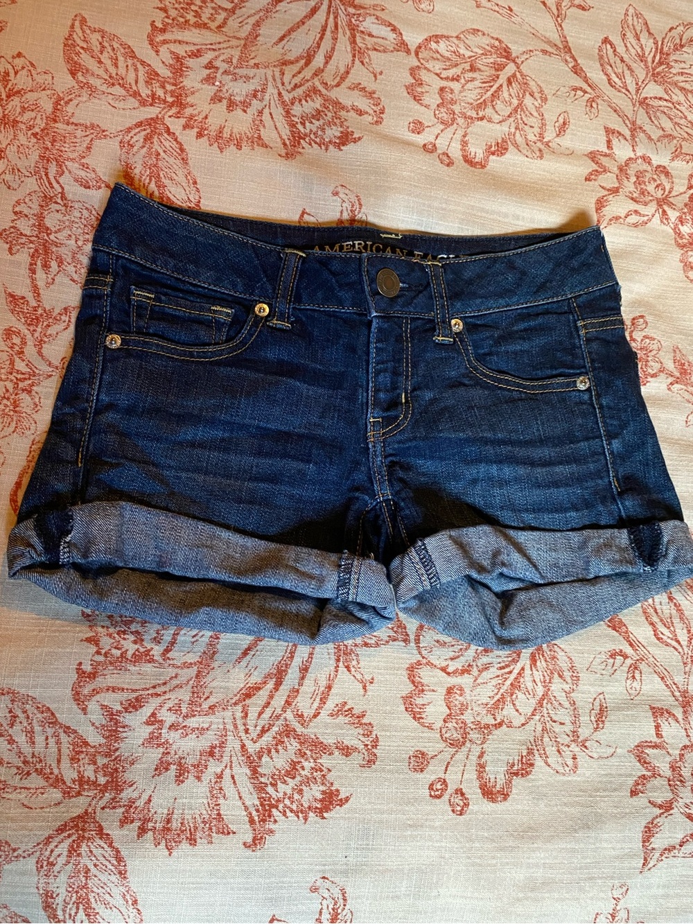 American Eagle Outfitters Dark Indigo Rolled Cuff Denim Shorts